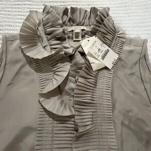 J. Crew NWT Pleated Gray 100% Silk Blouse